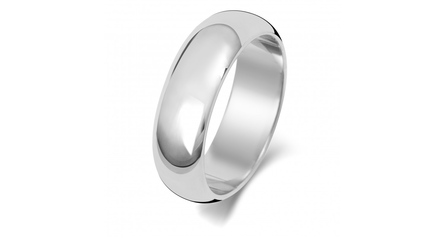 9ct White Gold D Shape 6mm Heavyweight Band